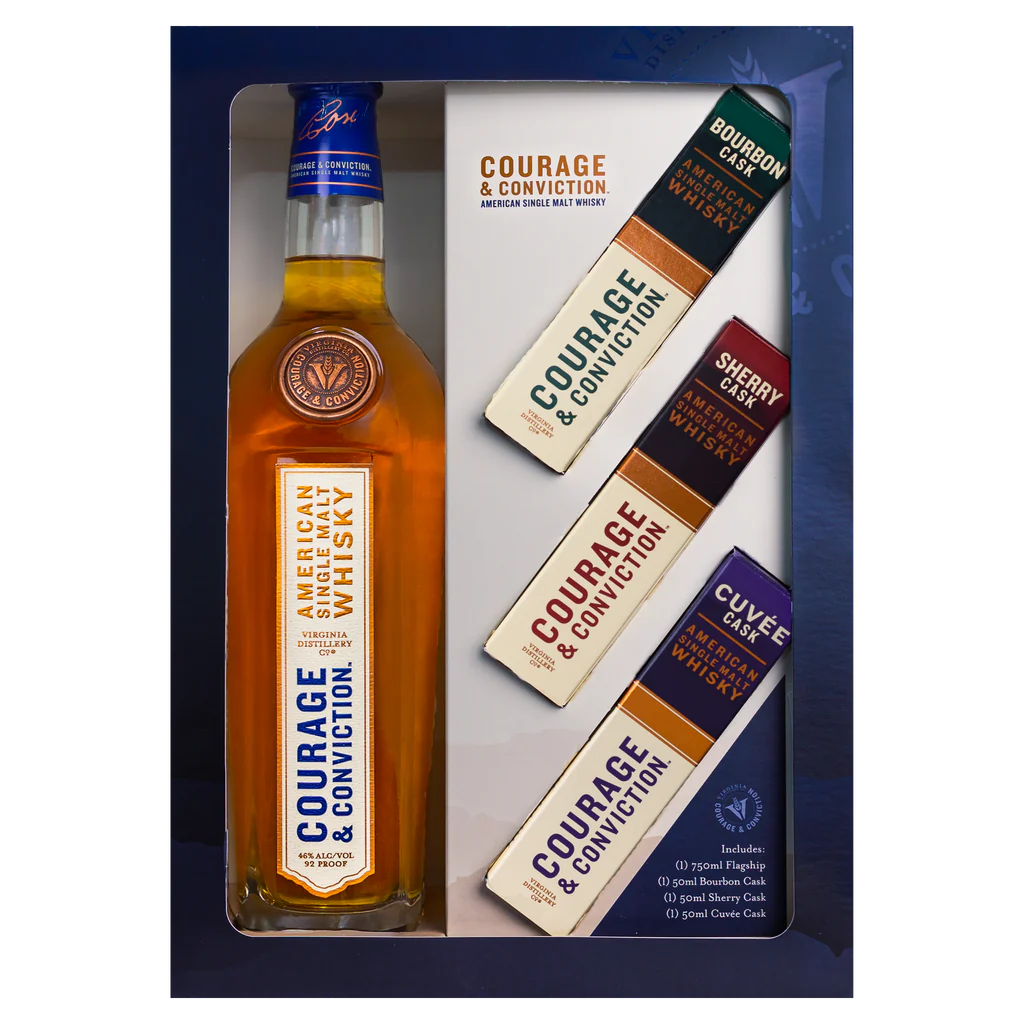 Virginia Distillery Co Courage & Conviction American Single Malt Whiskey Gift Set /w 50ml 750 ml