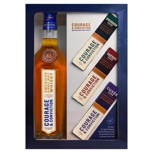 Virginia Distillery Co Courage & Conviction American Single Malt Whiskey Gift Set /w 50ml 750 ml